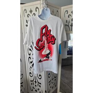 Fly Society Graphic T Shirt Pinup Girl Red White Streetwear Tee Mens Large NWOT